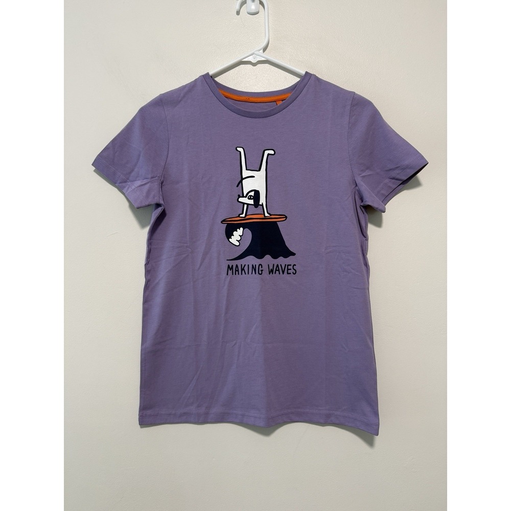 Mini Boden NWT Purple Making Waves Surfing Dog T-Shirt Size 11-12Y